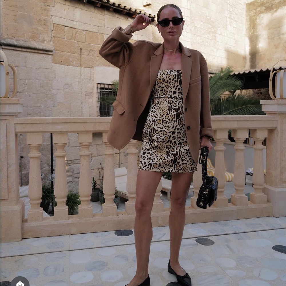ANINE BING Leopard Print Silk Mini Slip Dress
